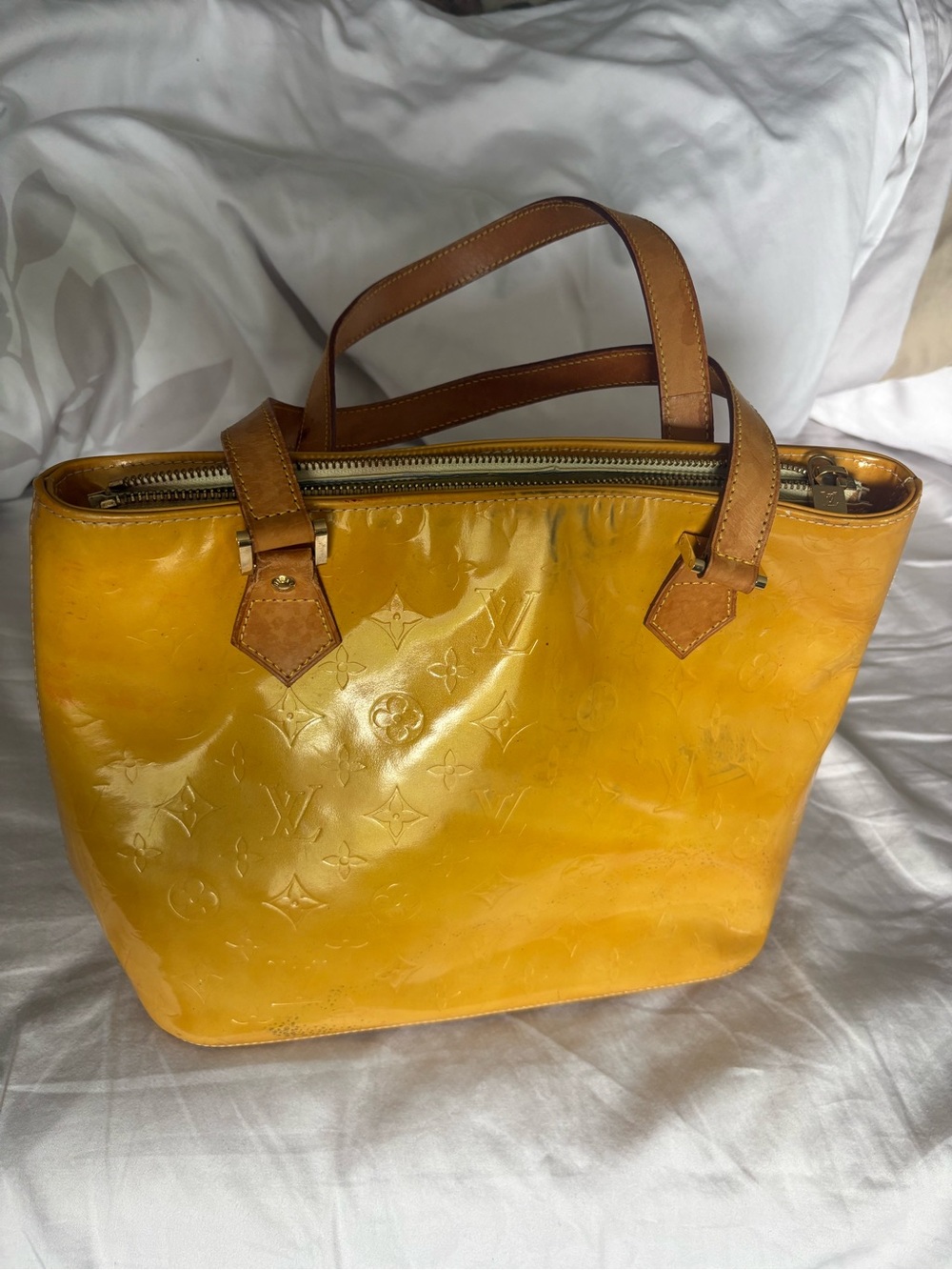 Louis Vuitton Yellow Patent Monogram Tote
